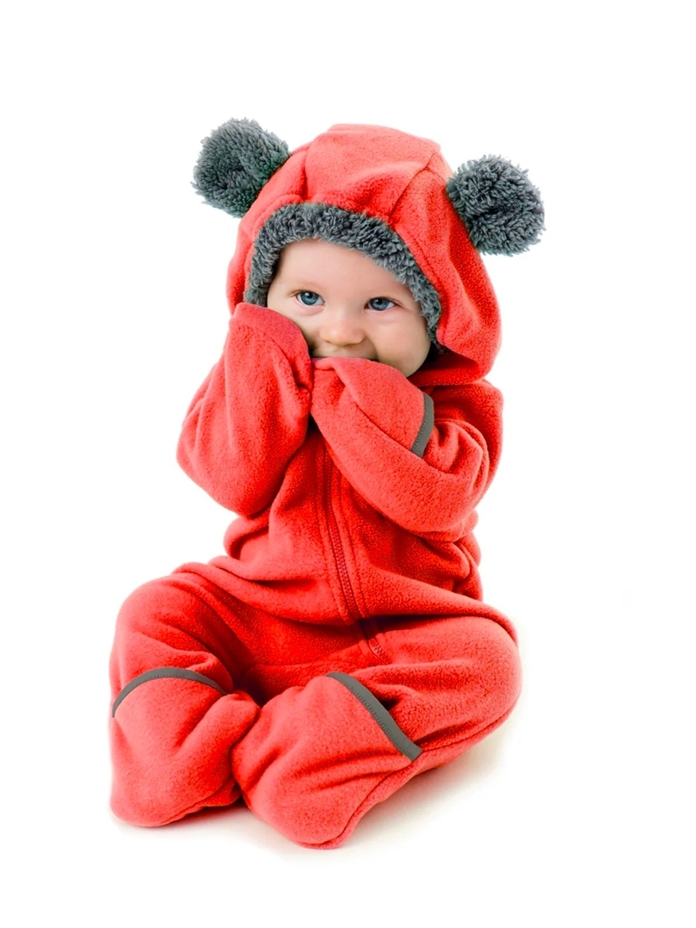 Cuddle Club - Cozy Red Fleece Toddler Bunting Suit with Bear Ears